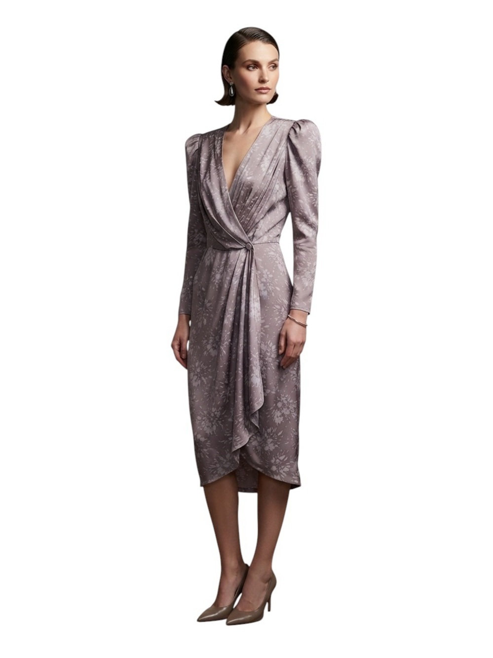 Wayne Clark Vintage Silk Draped Wrap Dress Size US 2 CDN 4 Light Purple